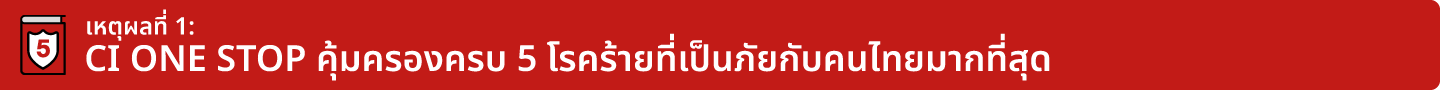 เหตุผลที่ 1: CI ONE STOP คุ้มครองครบ 5 โรคร้ายที่เป็นภัยกับคนไทยมากที่สุด